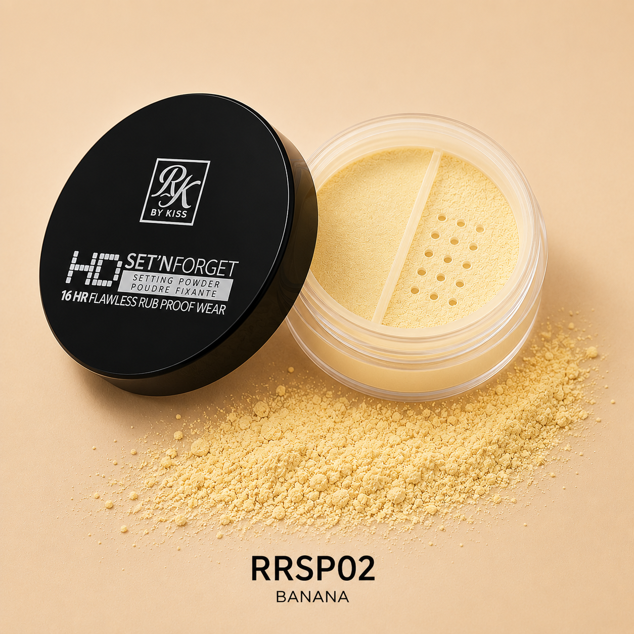 Poudre libre fixante Ruby Kisses 11 g, légère, lisse, matifie et contrôle la brillance, poudre minérale de silice pure